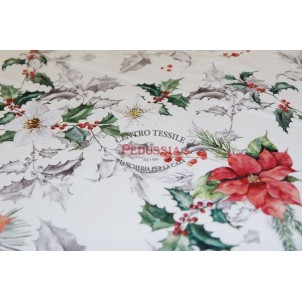 Tessitura Randi Poinsetta Tovaglia di Natale Rettangolare 150x270