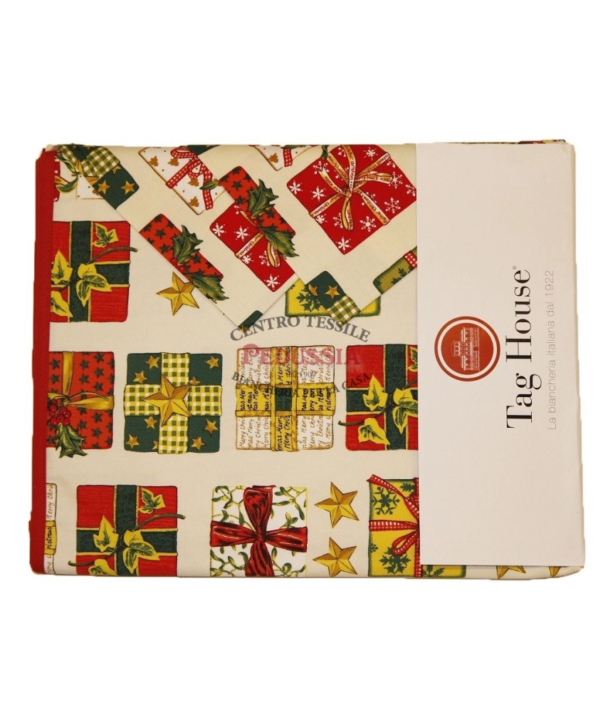 Tag House Tovaglia di Natale Rettangolare 140x180 Pacchetti Tag House Tovaglia di Natale Rettangolare 140x180 Pacchetti
