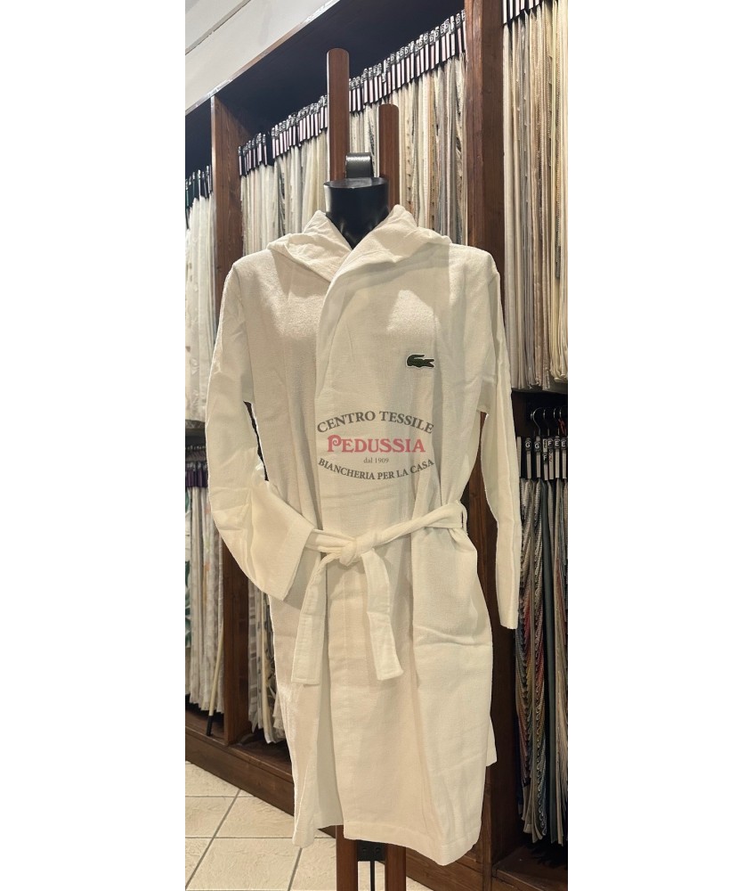 Lacoste Accappatoio bianco con cappuccio